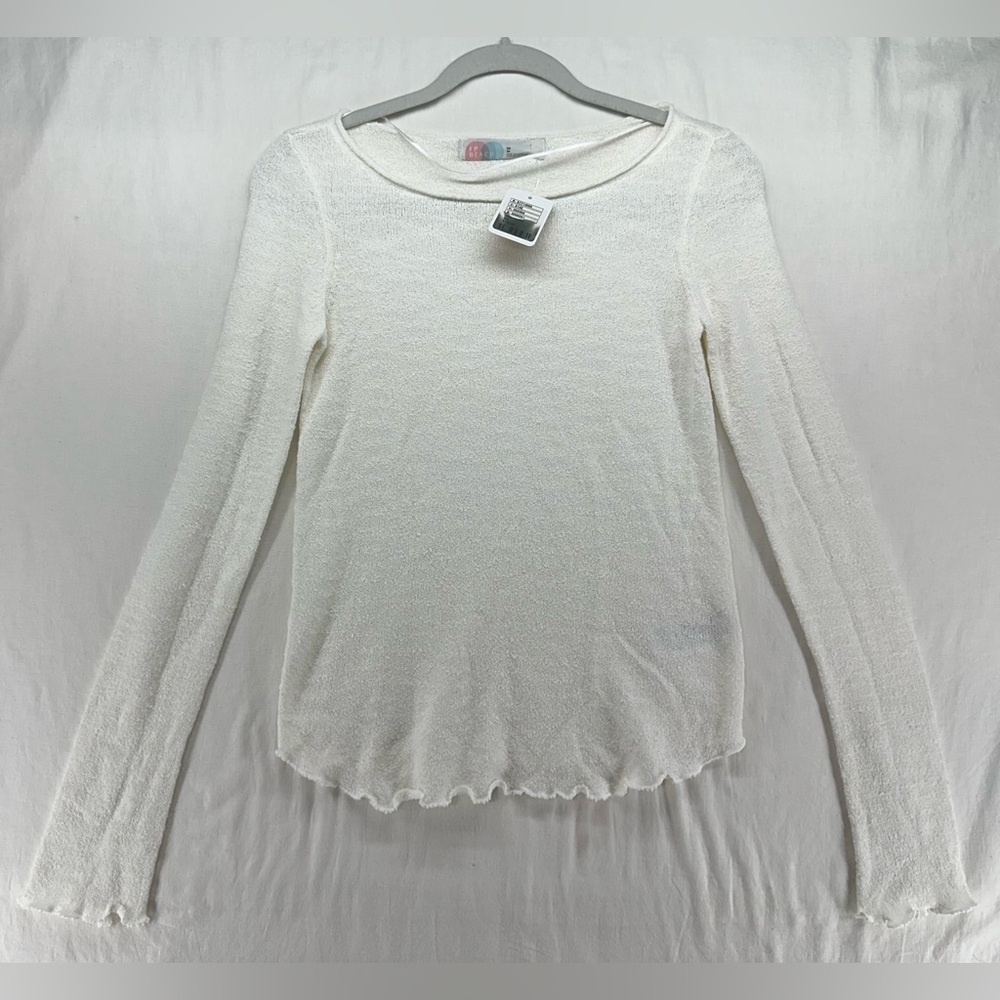 Free People Beach‎ Sweater Size XS Ivory Long Sleeve Free-est Open Knit